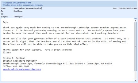 Breakthrough Cambridge Thank You Letter